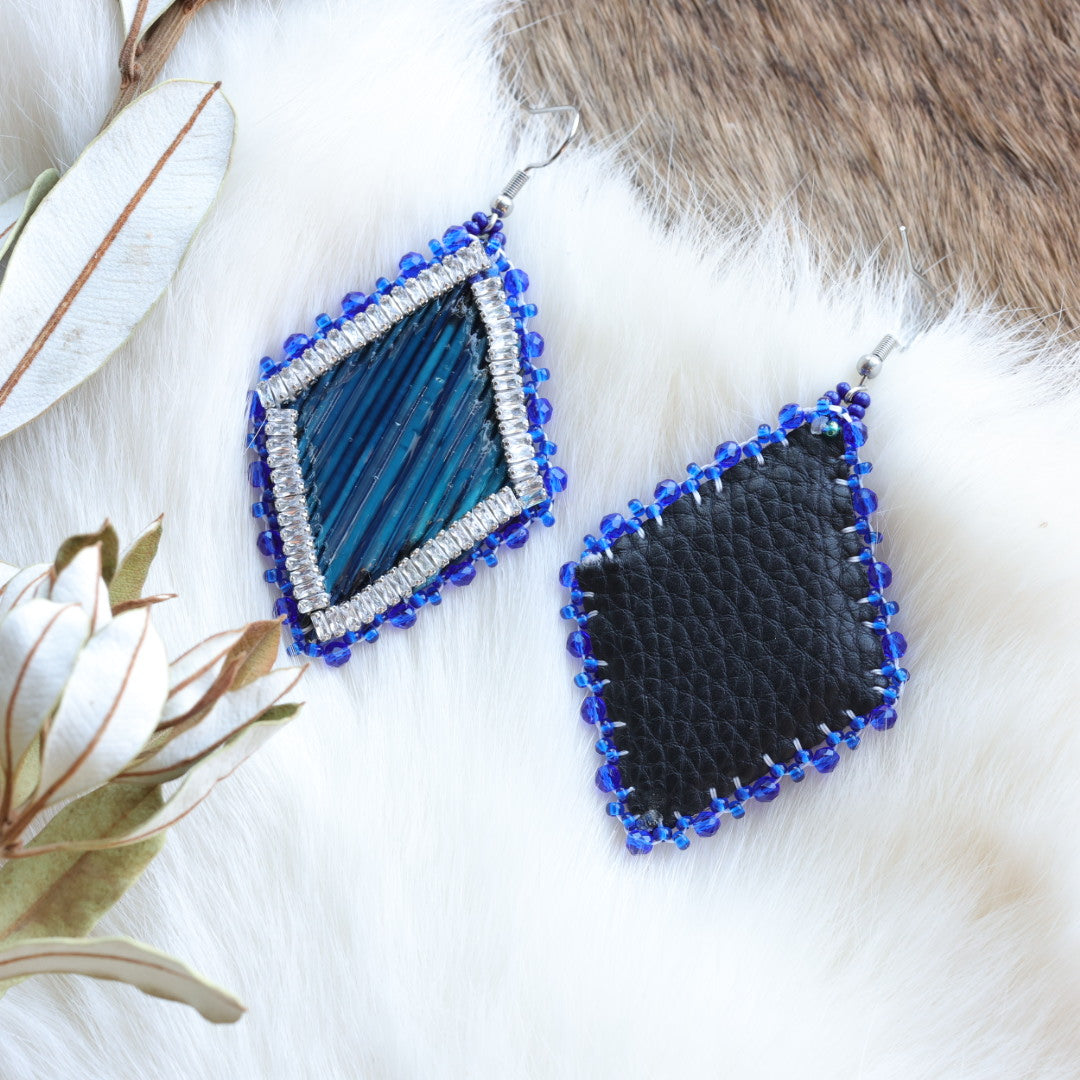 Pieces of Work by Mercedes Porcupine Quill Diamond Drop Earrings
