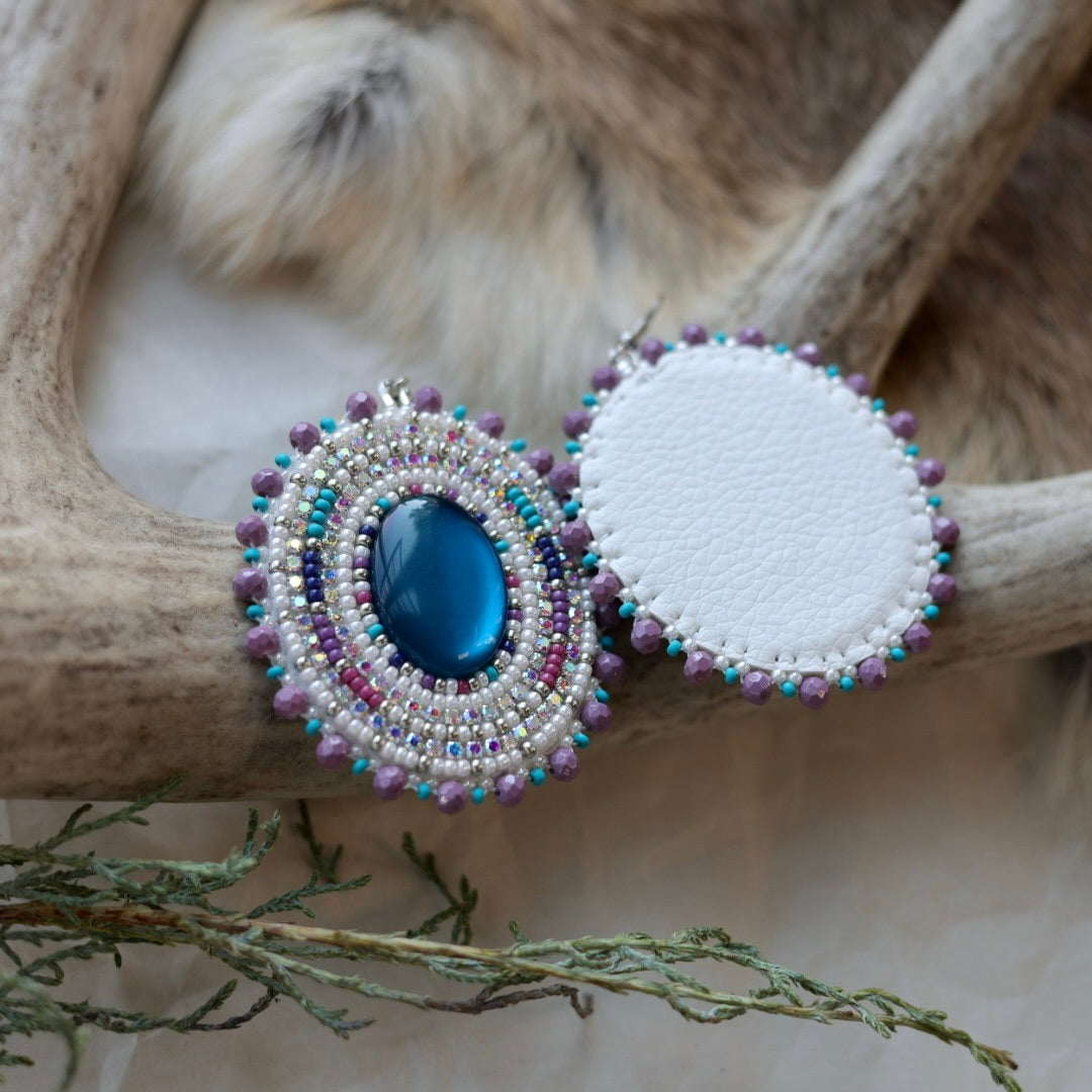 Keegan W. Blue & Purple Oval Drop Earrings