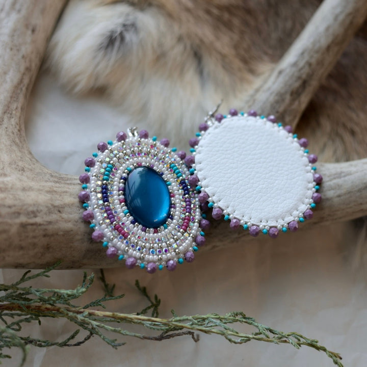 Keegan W. Blue & Purple Oval Drop Earrings