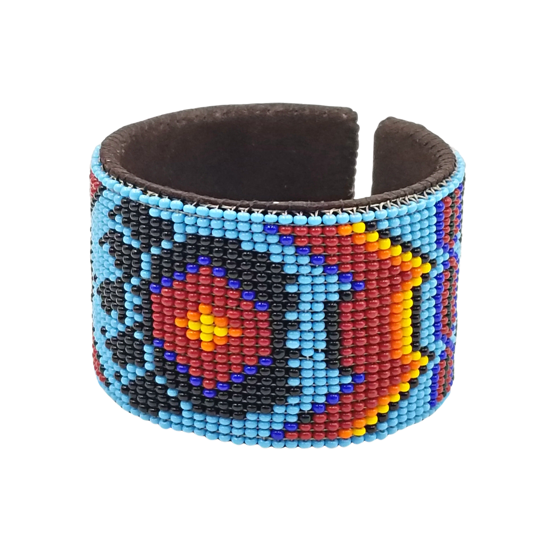 Tribal Roots Large Beaded Leather Cuff