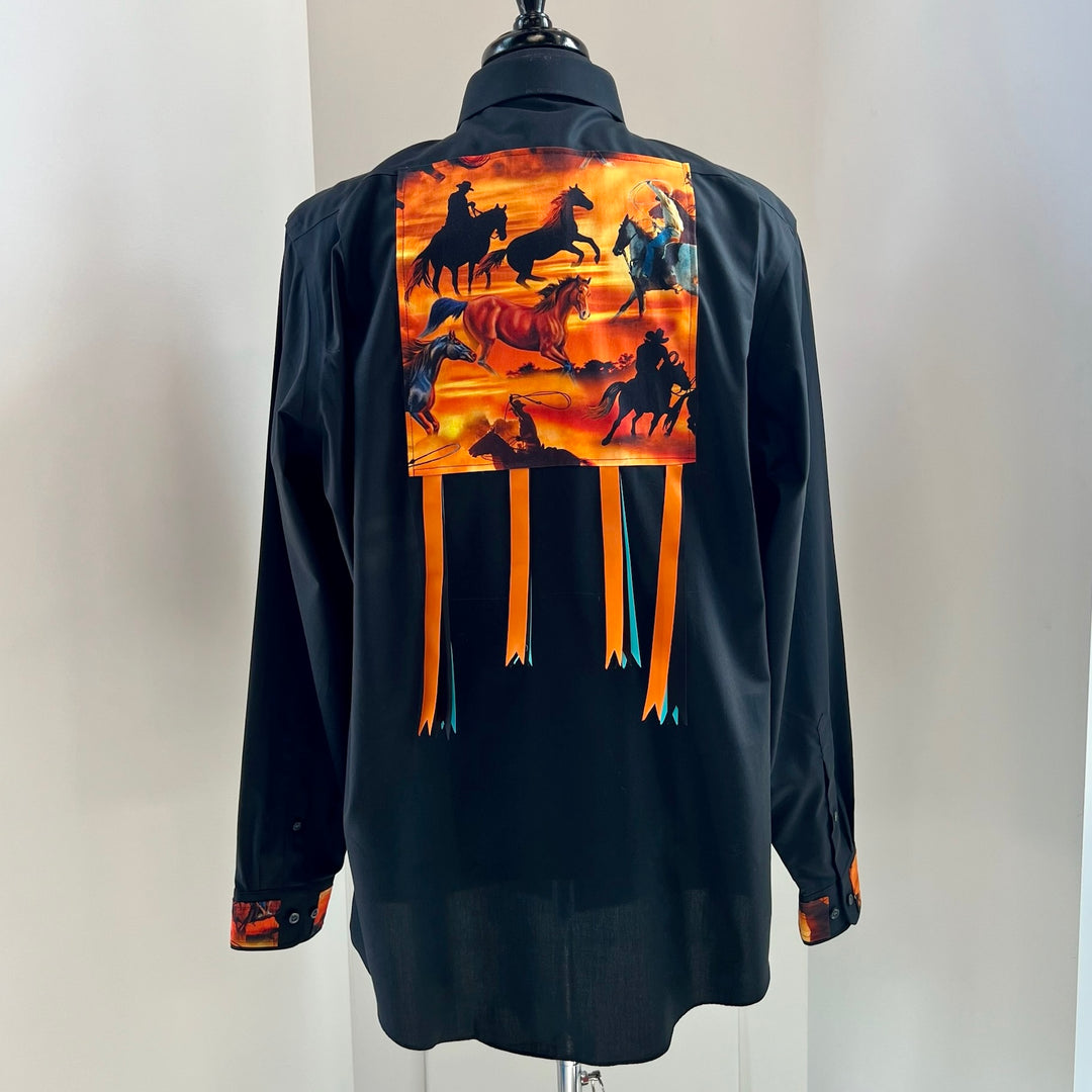Vi's CREE-ations Cowboys in Orange Men's Ribbon Shirt