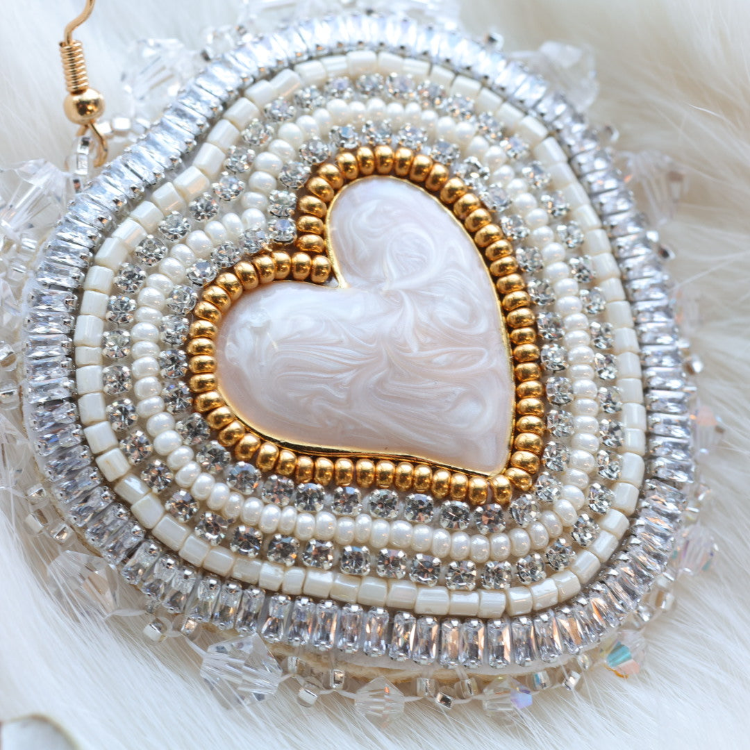 Pieces of Work by Mercedes Beaded Heart Earrings