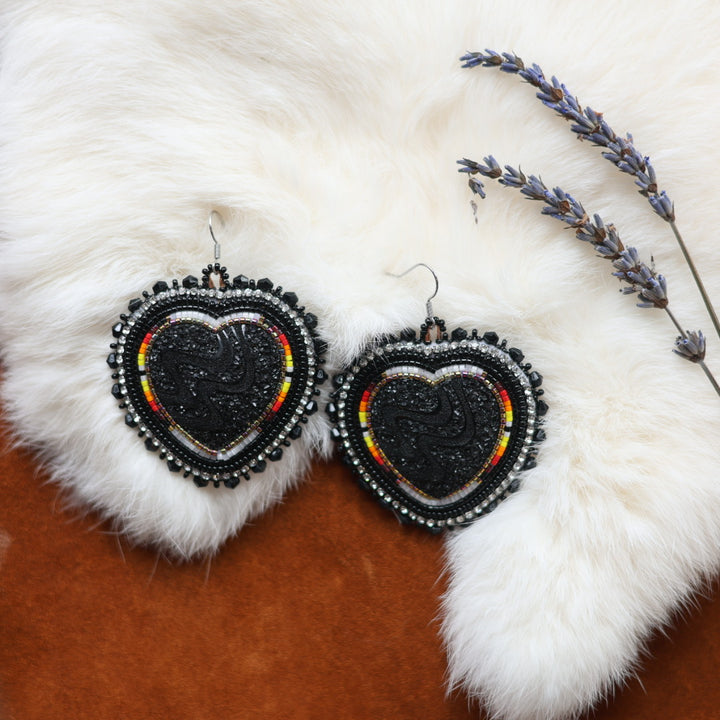 Faye's Beadiful Creations Fire Heart Beaded Earrings