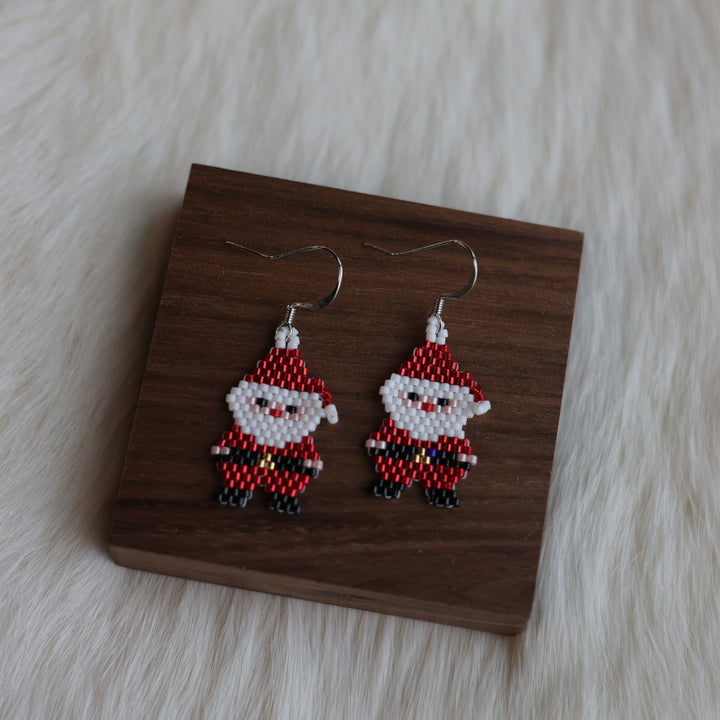 Dorothy B. Large Christmas Themed Peyote Earrings