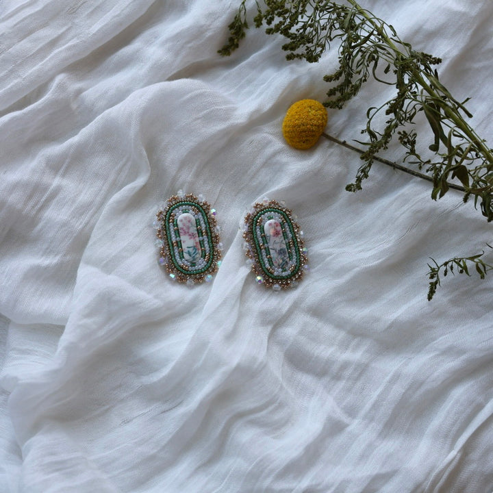 Prairie Beads Floral Cab Beaded Earrings