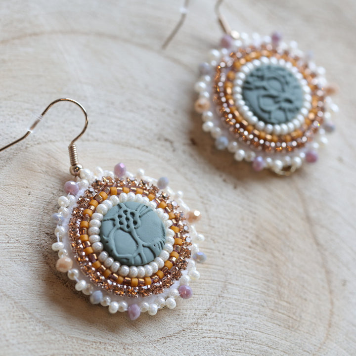 Prairie Moon Pattern Clay Beaded Earrings