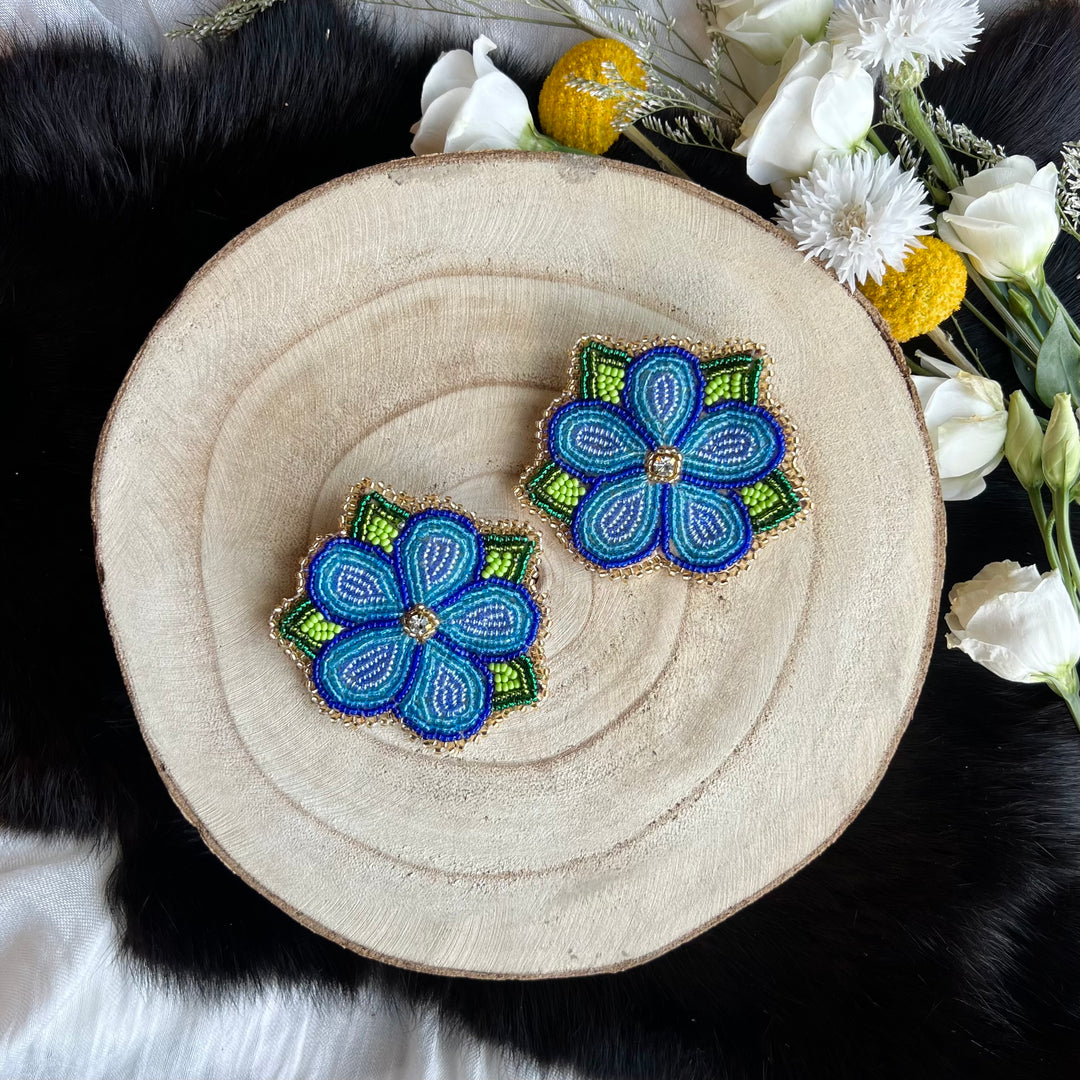 Ironstar Co. 5 Petal Floral Beaded Earrings