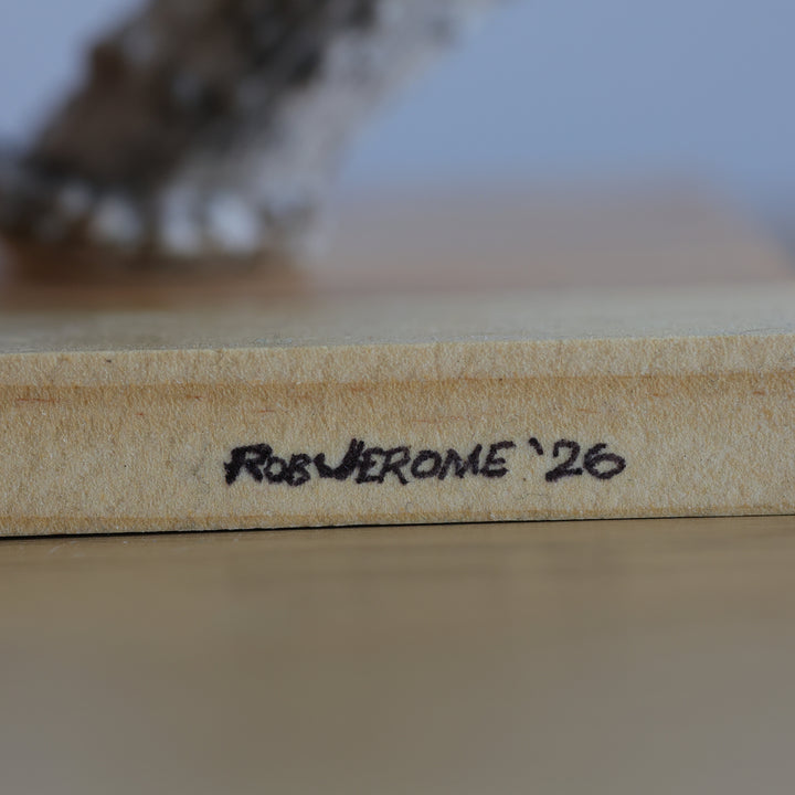 Rob Jerome Medium Swan Antler Carving on Wooden Base