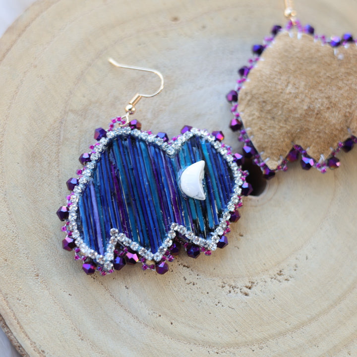 Mercedes G. Deep Teal Quill Bison Drop Earrings