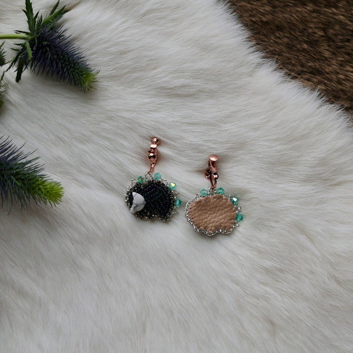 Mercedes G. Mini Bison Beaded Clip-On Earrings