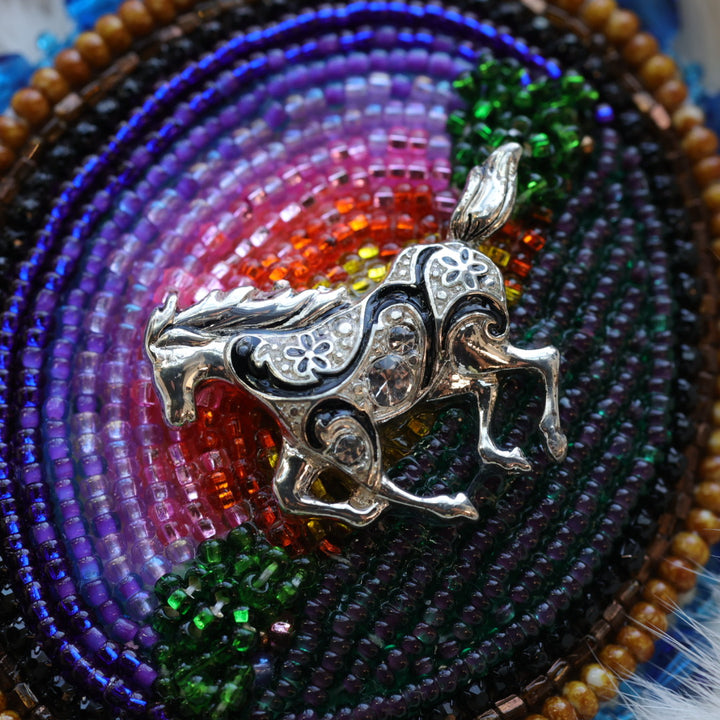 Pieces of Work by Mercedes Sunset Scene Beaded Brooch