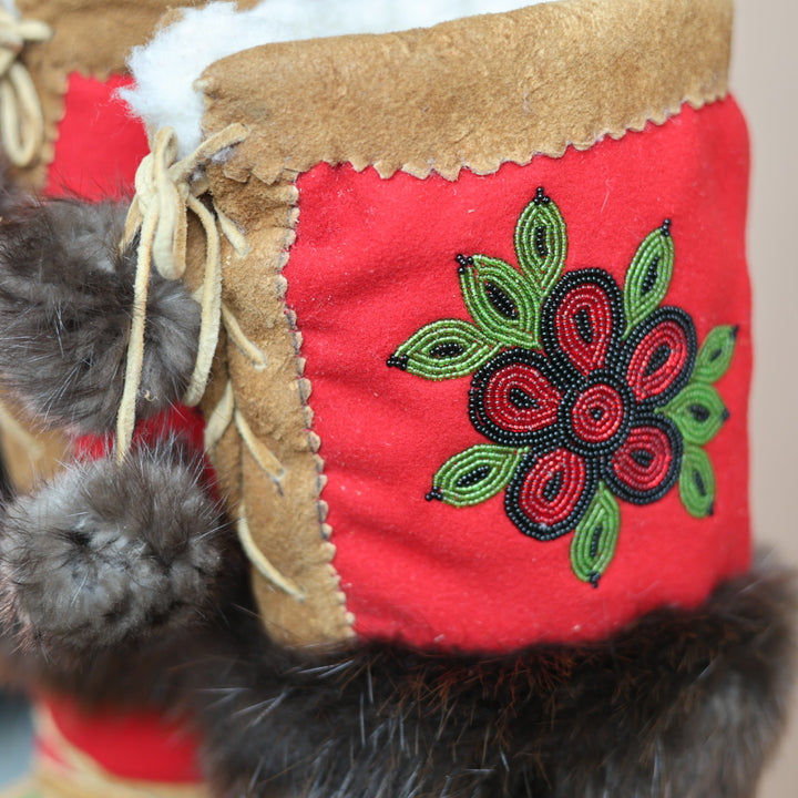 Emily J. Handmade Felt Mukluks with Beaver Pelt Accent