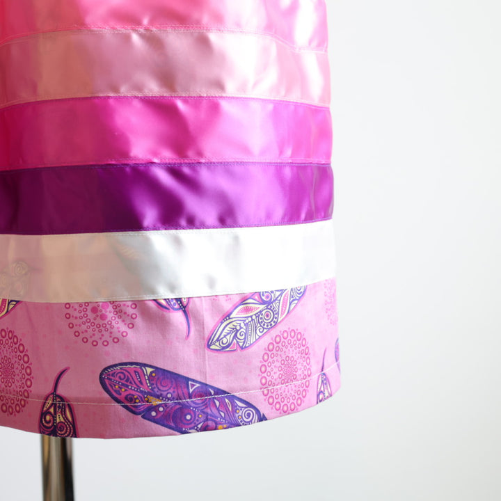 Margaret R. Pink w/Feathers Ribbon Skirt