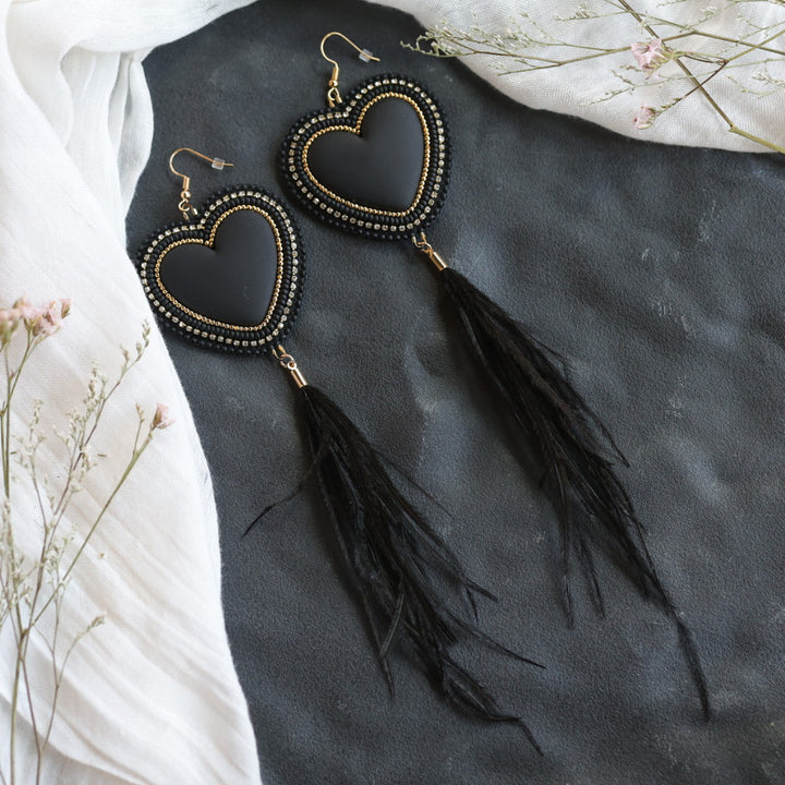 Beth Rose Designs Heart & Feather Earrings