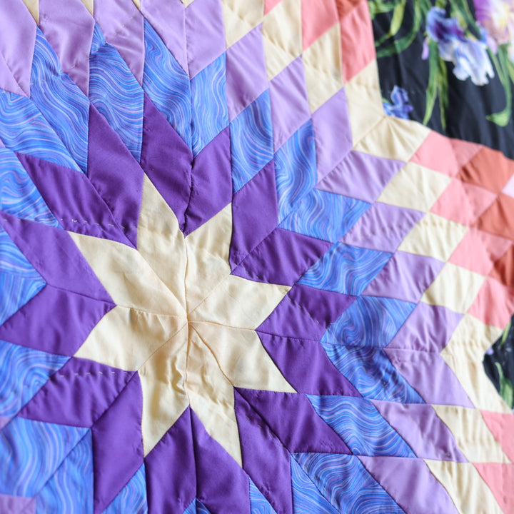 Kishey A. Purple Floral Star Blanket