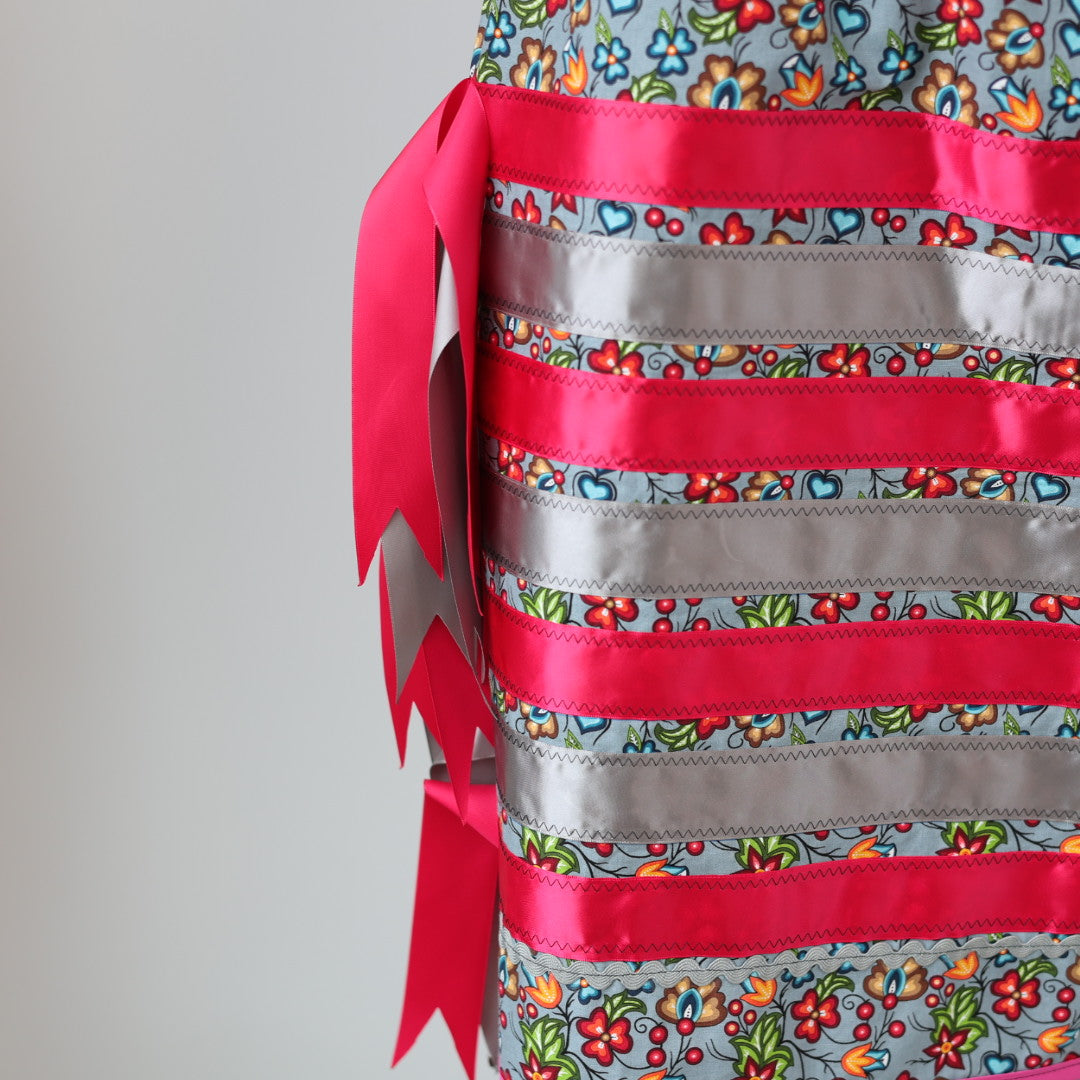 Vi's CREE-ations Grey & Red Floral Ribbon Skirt