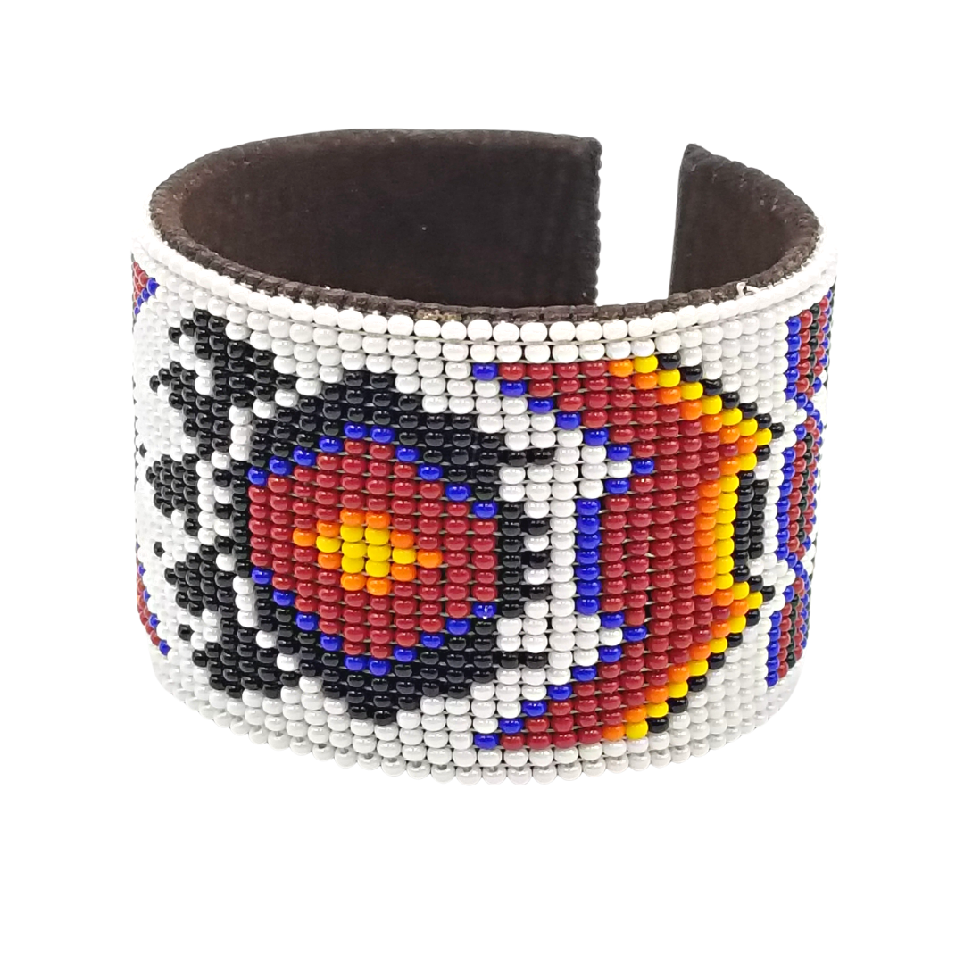 Tribal Roots Large Beaded Leather Cuff