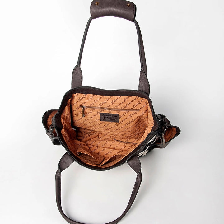 LS Western Black & White Saddle Blanket Large Leather Tote