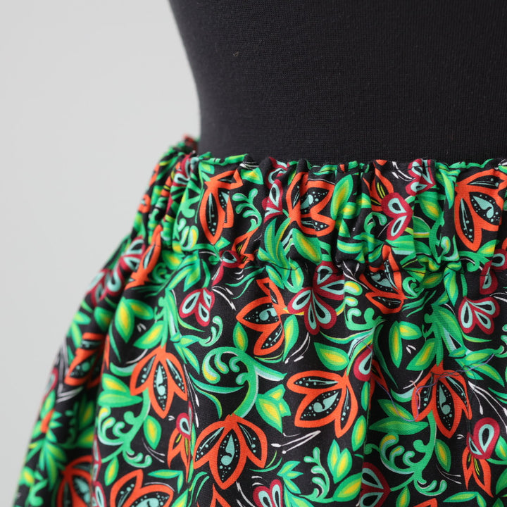 Carol B. Echoes of the Moon Black Floral Ribbon Skirt