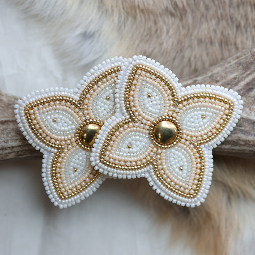 Keegan W. Four Petal Cream Floral Earrings