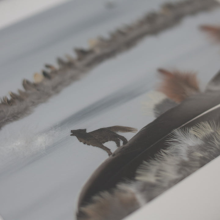 Shannon Dunn 12"x15" Howling Wolf Feather Artwork