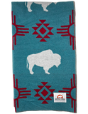Buffalo Cross White Buffalo Turquoise/Red Twin Blanket