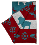 Buffalo Cross White Buffalo Turquoise/Red Twin Blanket