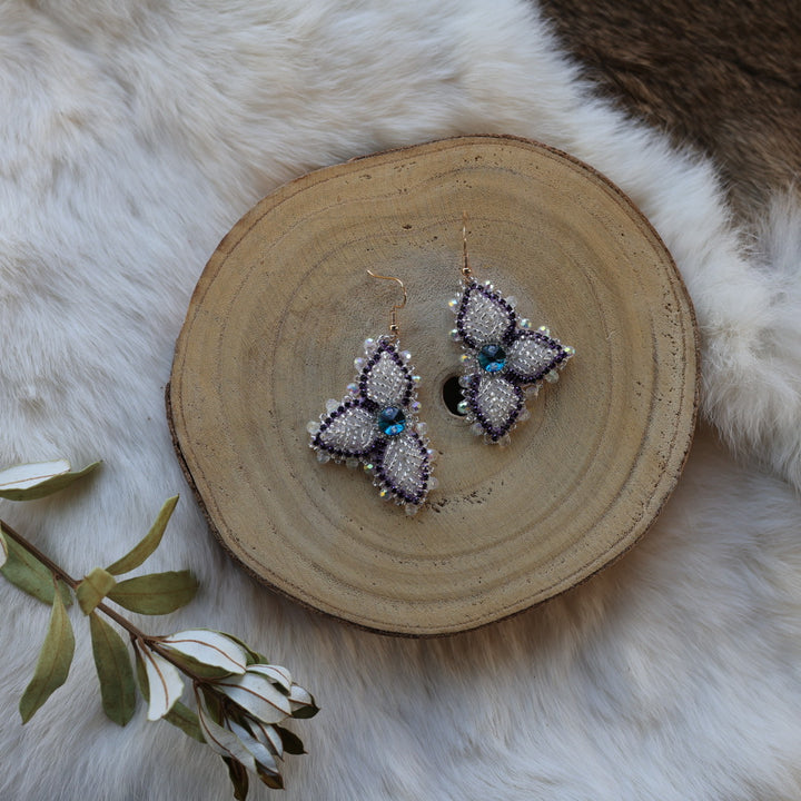 Mercedes G. Petite Silver Raised Half Floral Earrings