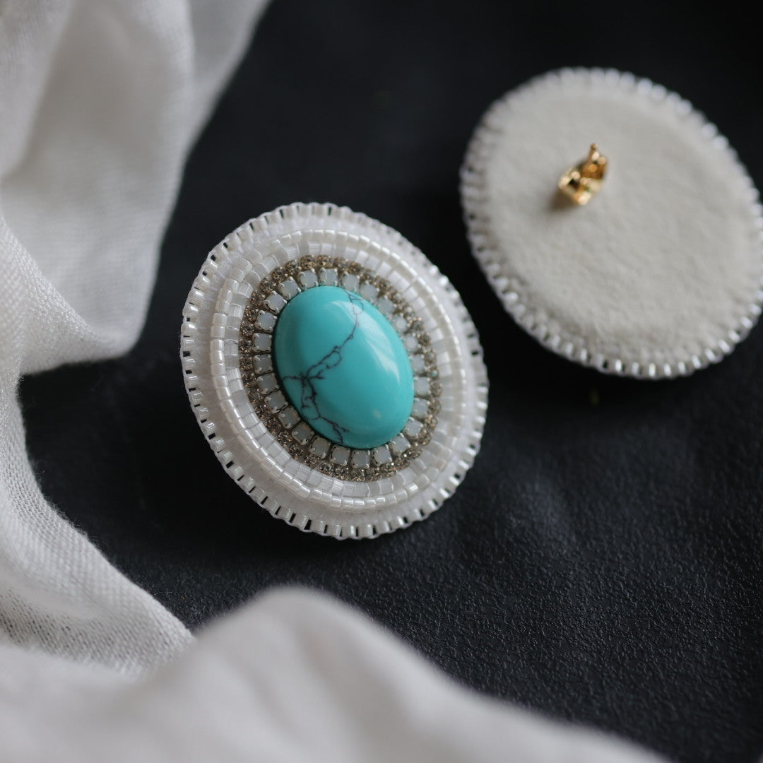 Beth Rose Designs Turquoise Beaded Stud Earrings