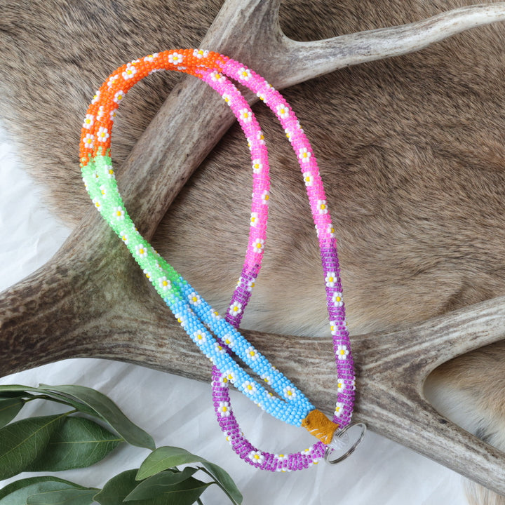 Keegan W. Beaded Daisy Neck Lanyards