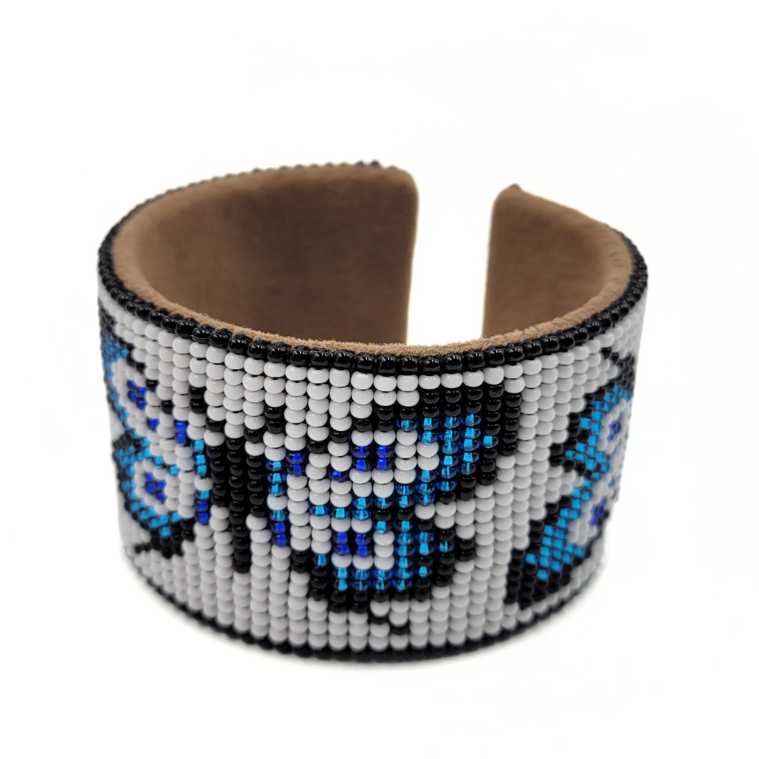 Tribal Roots Large Beaded Leather Cuff