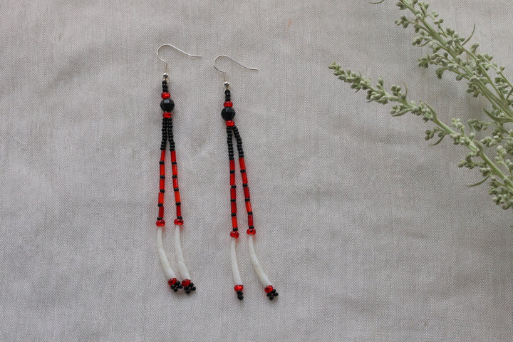 Helen H. 2 Strand Dentalium Fringe Earrings