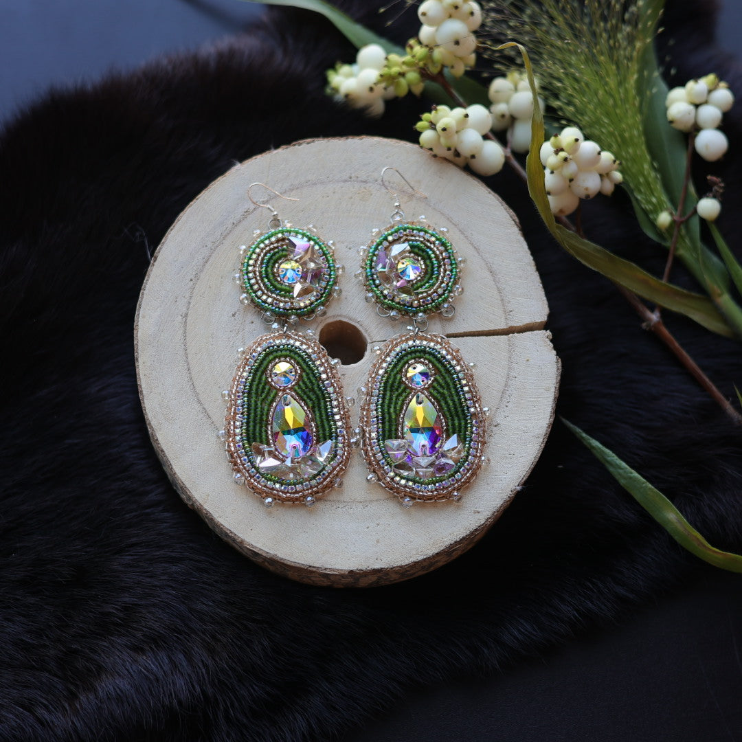 Ironstar Co. Geo Crystal Hook Beaded Earrings