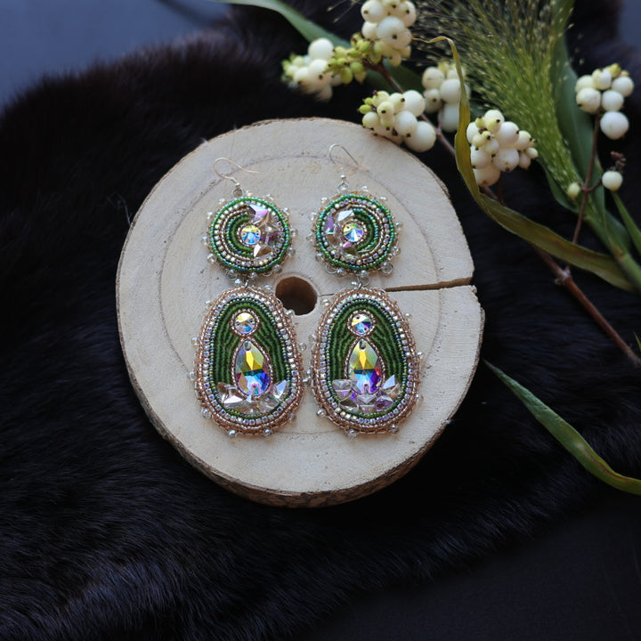 Ironstar Co. Geo Crystal Hook Beaded Earrings