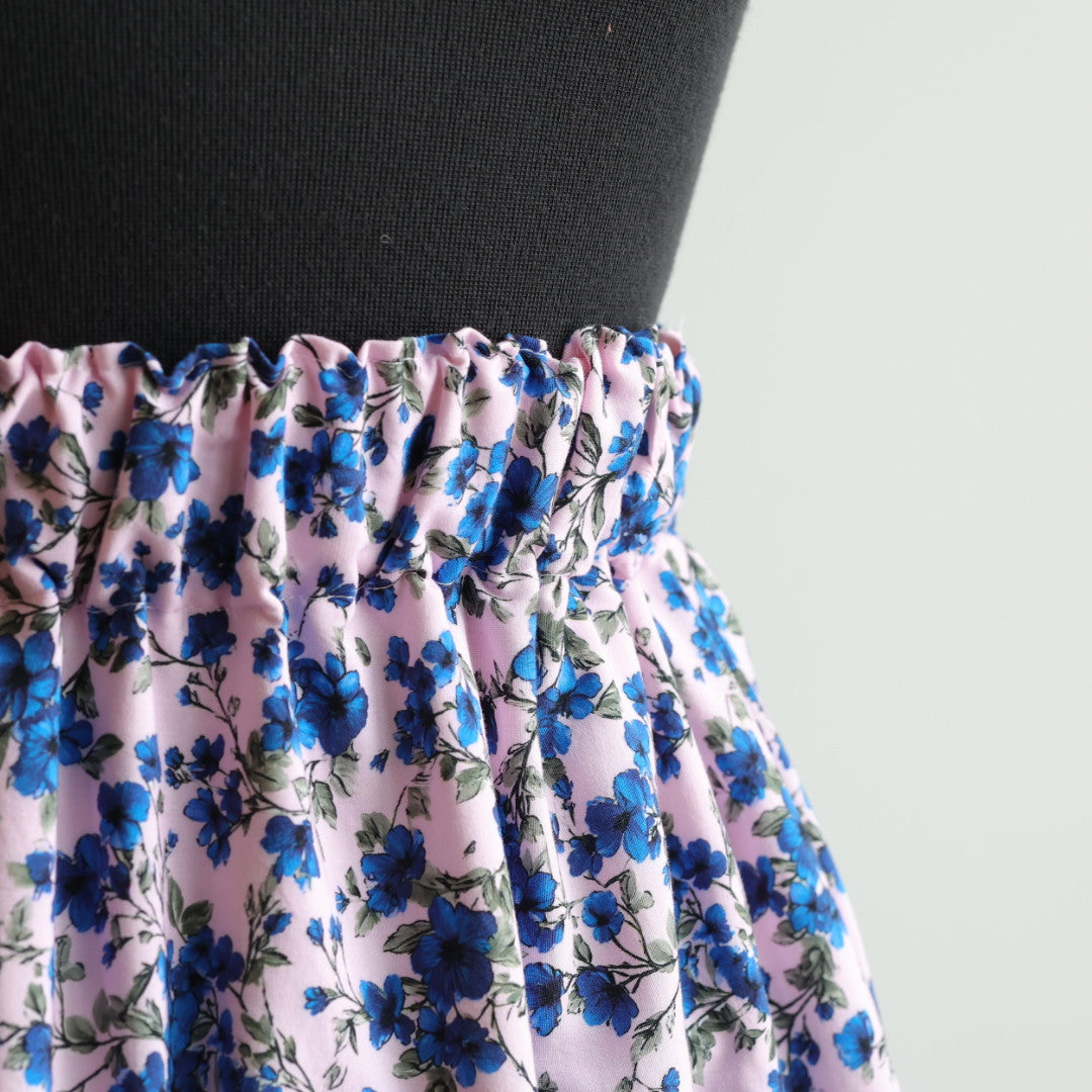 Carol B. Pink & Blue Floral Ribbon Skirt