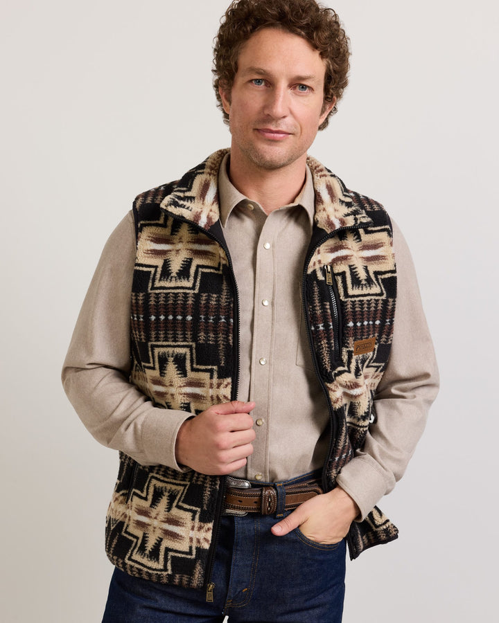 Pendleton Tahuya Range Black/Tan Harding Fleece Vest