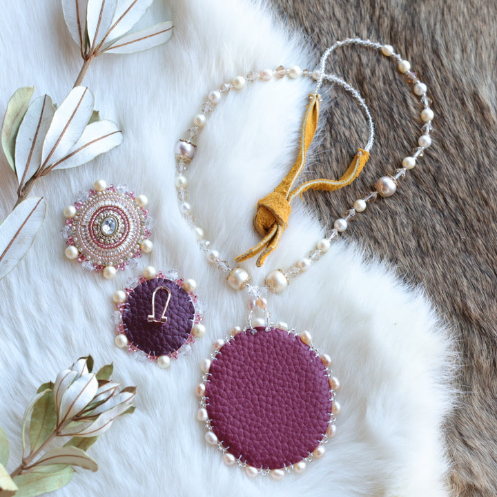 Pieces of Work by Mercedes Cameo Necklace & Beaded Earrings