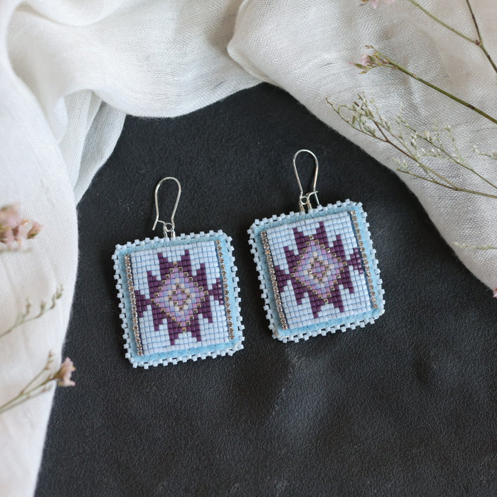 Beth Rose Designs Powder Blue Loomed Earrings