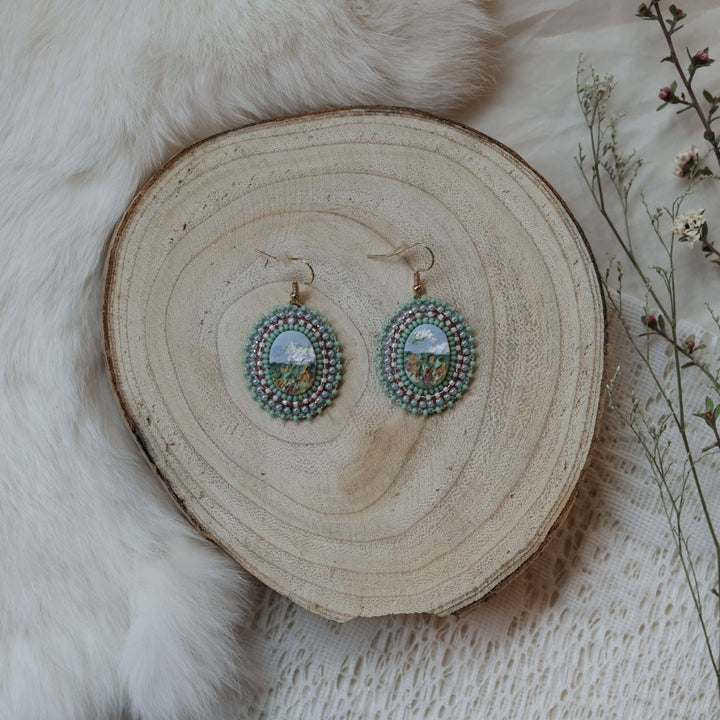 Prairie Moon Prairie Scene Clay Beaded Earrings