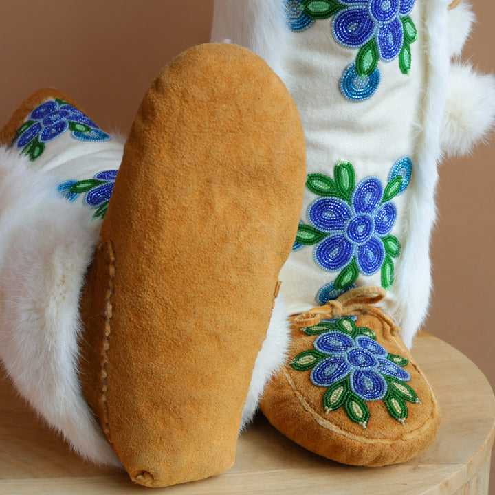 Emily J. Canvas & Fur Icy Blue Floral Mukluks