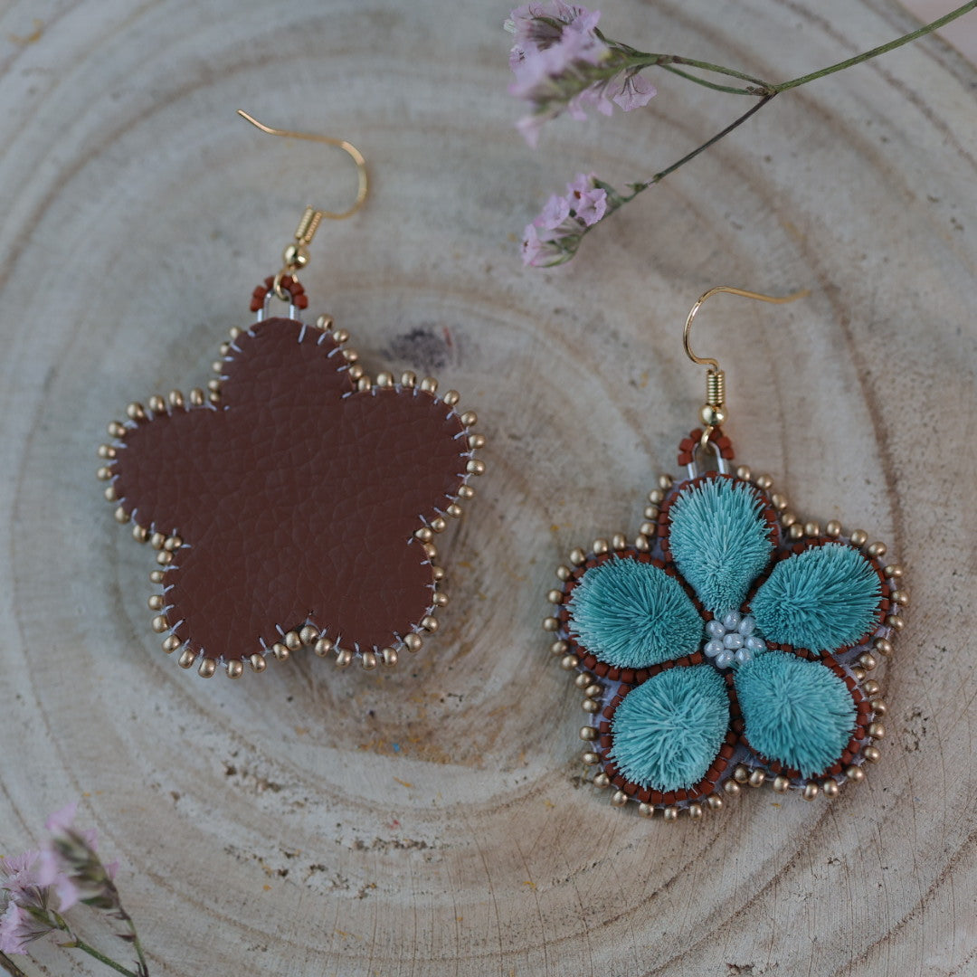 Sweetgrass Woman Creations Five Petal Floral Tufted Earrings