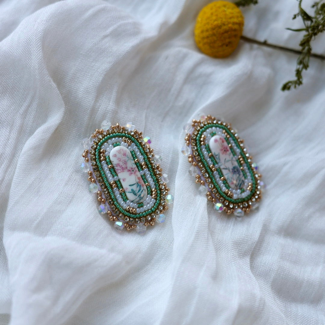 Prairie Beads Floral Cab Beaded Earrings