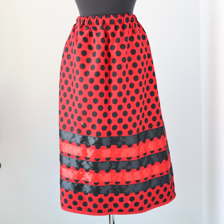 Carol B. Red & Black Poka Dot Ribbon Skirt