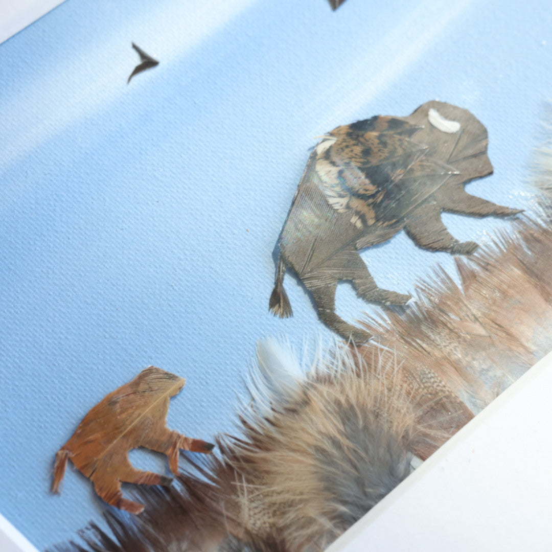Shannon Dunn 8"x10" Bison Calf Feather Art