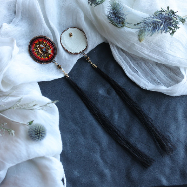 Beth Rose Designs Horsehair & Fire Beaded Earrings