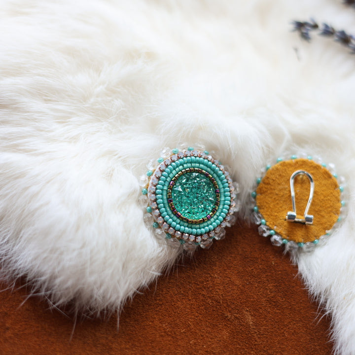 Faye's Beadiful Creations Turquoise Round Beaded Earrings
