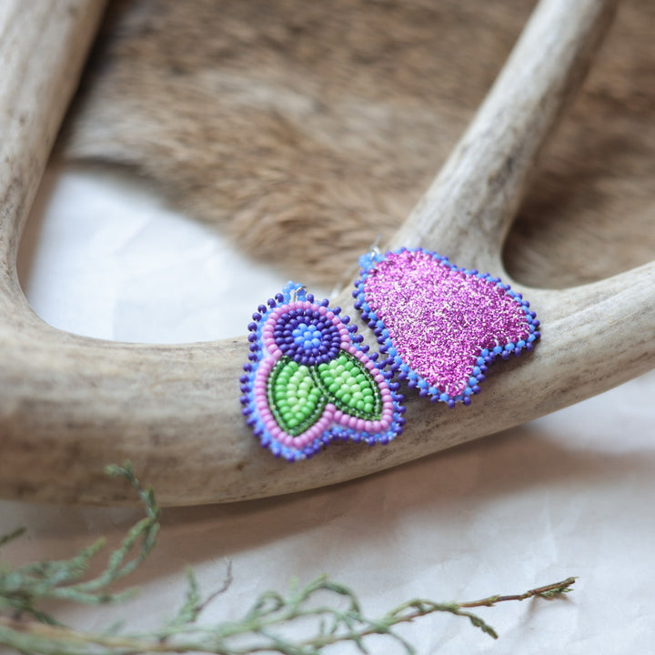 Keegan W. Beaded Saskatoon Berry Earrings