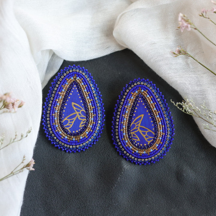 Beth Rose Designs Royal Blue & Gold Butterfly Earrings