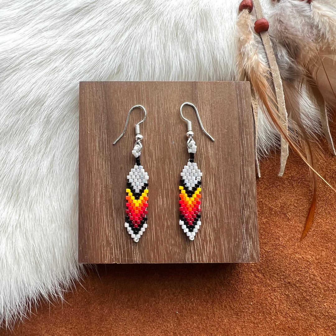 Dorothy B. Mini Peyote Feather Earrings