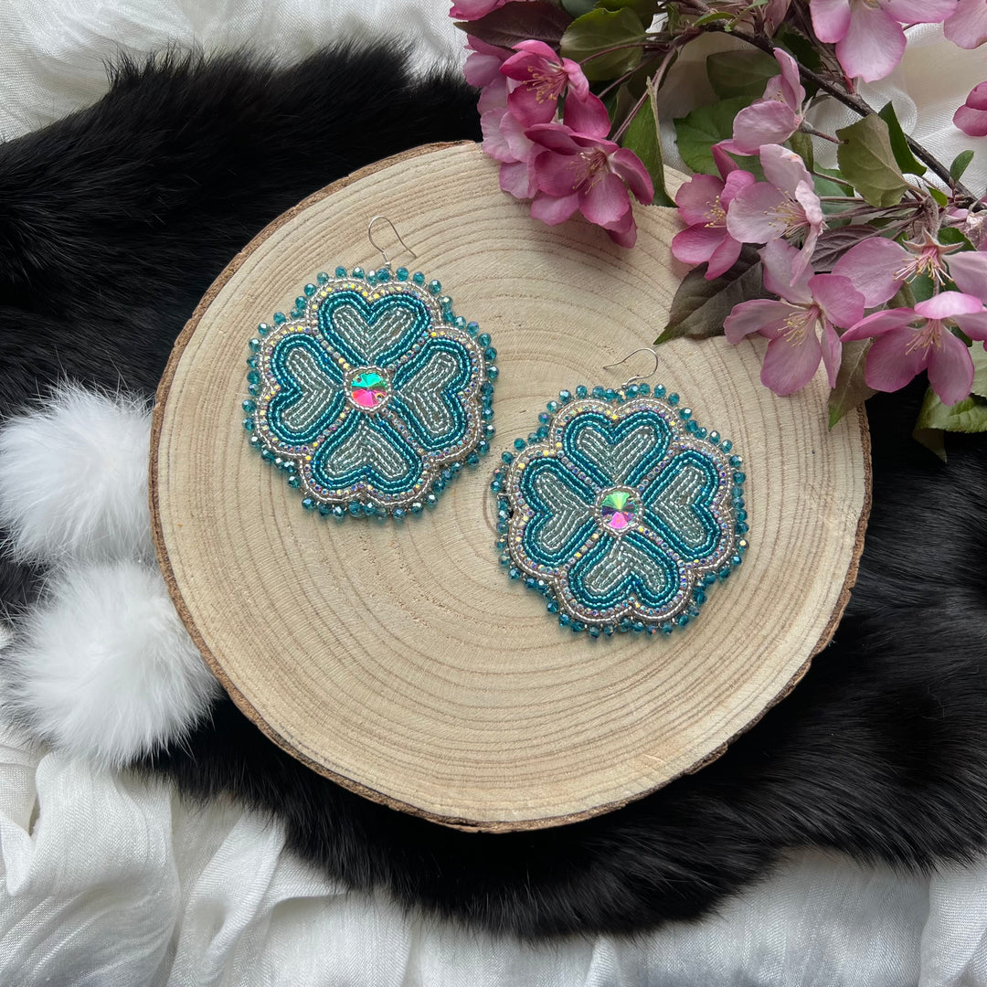 Ironstar Co. 4 Petal Floral Convertible Beaded Earrings
